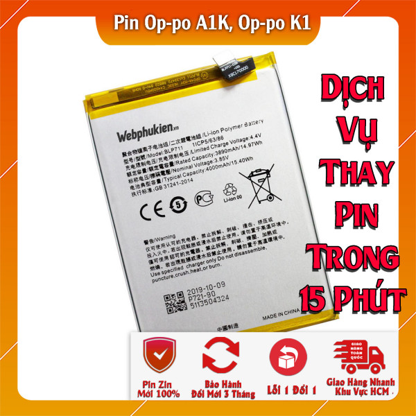 Pin Webphukien cho Oppo A1K, Oppo K1 Việt Nam BLP711 - 4000mAh
